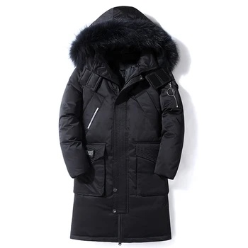 2019 Zīmola apģērbi Vīriešiem, saglabāt siltumu ziemā gara dūnu jaka/Vīrietis sieviete Augstas kvalitātes slim kapuci uz Leju, Mēteļi Plus izmērs S-3XL