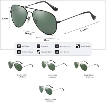 2019 Zīmola Dizainere G15 Vīrieši Sievietes HD Polarizētās Saulesbrilles, Aviācijas Stariem, Saules brilles, Lai Vīrieši, 3025. lpp 55mm Gafas Oculos de sol UV400