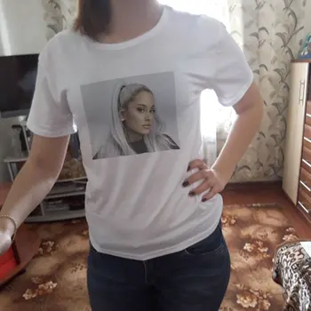 2019New Ariana Grande Drukāt Vogue Gadījuma T-krekls Sievietēm ar Īsām Piedurknēm Harajuku Streetwear T Krekls 90S Drēbes Karstā Pārdošanas Topi Tshirt