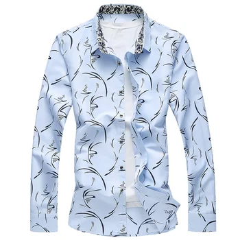2020. gada pavasara pleds drukāt cilvēks krekls ar garām piedurknēm luksusa plus lieluma 7XL zīda krekls vīriešiem dizainera kleita krekli vīriešu