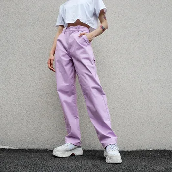 2020. gada Pavasarī Jaunu Stilīgu Ikdienas Kabatas Raibs Kravas Bikses Sieviešu Kokvilnas Cietā Augsta Vidukļa Stiept Streetwear Izlīdzināšanu Bikses