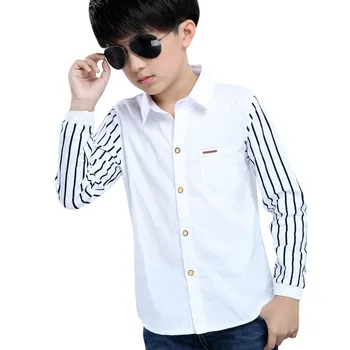 2020. gada Rudens Modes Bērni Pusaudžu zēnu krekli apģērbu ar garām Piedurknēm Svītru Aizdari Džentlmenis, Krekls Top Drēbes, Maz cilvēku, balts krekls