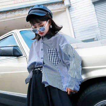 2020. gada rudenī jaunu nelegālo korejiešu stilā, bērnu apģērbi, moderns pleds izšūšanas garām piedurknēm krekls