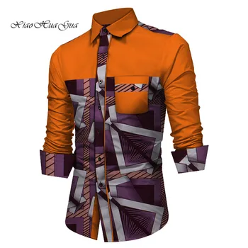 2020. gada Rudenī Jaunā Stila Krekli Vīriešu Zīmolu garām Piedurknēm Modes Tradicionālo Āfrikas Drukāt Krekls Āfrikas Vasks Topi Plus Lieluma 6XL WYN978
