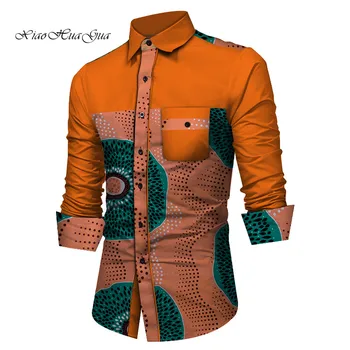 2020. gada Rudenī Jaunā Stila Krekli Vīriešu Zīmolu garām Piedurknēm Modes Tradicionālo Āfrikas Drukāt Krekls Āfrikas Vasks Topi Plus Lieluma 6XL WYN978