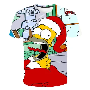 2020. gada Rudenī un Ziemā, Jaunu Vīriešu Multenes, Anime T-krekls 3D Simpsons Priecīgus Ziemassvētkus Gadījuma Visu maču T krekls O-veida Kakla Topi gudrs