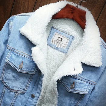 2020. gada Rudenī un ziemā, vīriešu džinsa jaka silta džinsa mētelis jaunu vīriešu liela izmēra vilnas odere sabiezējumu ziemas džinsa jaka