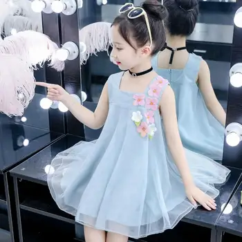 2020. gada Vasaras Bērnu Kleita Toddler Meitene Acu Ziedi Princese Kleita Bērni bez Piedurknēm Puse Kāzu Kleitu Maz Meiteņu Drēbes