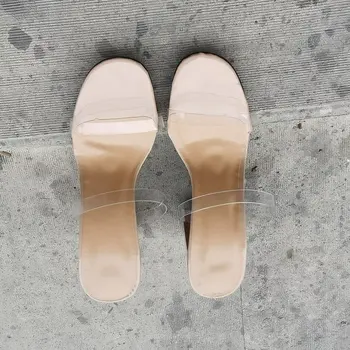 2020. gada Vasaras Chunky Augstiem Papēžiem PVC Sieviešu Kurpes Ar Atvērtu Purngalu Kristāla Sexy Vārdu Platfor Sieviešu Sandales Potītes Siksniņu, Romas Apavi