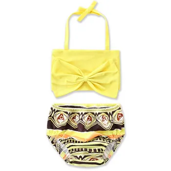 2020. gada Vasaras Karstā pārdošanas 2pcs Set Bērniem, Baby Meitenes Dzeltenā Loku Bikini Komplekts Peldbikses, Peldkostīmu peldkostīms Beachwear Meiteņu Peldkostīmi 2-6T