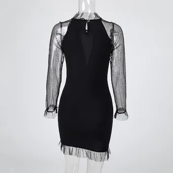 2020. gada Vasaras Kleita Sievietēm Pērles Frēzēšana Milzīgais Acs garām Piedurknēm Sexy Kleita Tunika O-veida kakla Bodycon Elegants Puse Kleitas Vestidos#J30