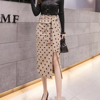 2020. gada Vasaras korejiešu Stilā Sadalīt Pārsējs Leopard Sieviešu Svārki ar Augstu Jostas Sexy Hip OLA Zīmuli Svārki Gadījuma-Line Pupiņas Dot Faldas