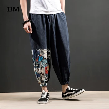 2020. gada Vasaras Senatnes Iespiesti Gadījuma Bikses Vīriešu Ķīniešu Stila Plus Lieluma Joggers 5XL Streetwear Modes Harēma Bikses Vīriešu Bikses