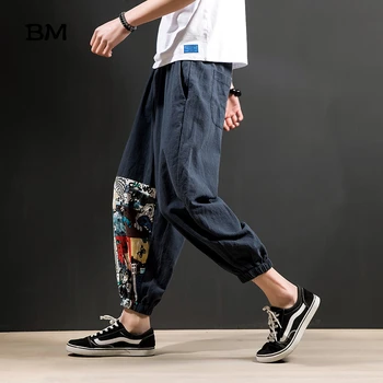 2020. gada Vasaras Senatnes Iespiesti Gadījuma Bikses Vīriešu Ķīniešu Stila Plus Lieluma Joggers 5XL Streetwear Modes Harēma Bikses Vīriešu Bikses