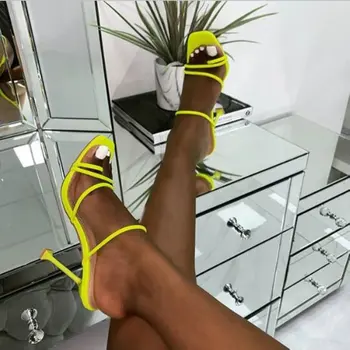 2020. gada Vasaras Sieviešu Sandales Kvadrātveida Kājām Dāmas Papēža Mūļu Sexy Plānas augstpapēžu kurpes Sandales, Čības Sieviešu Modes Sievietei Kurpes 10,5 CM