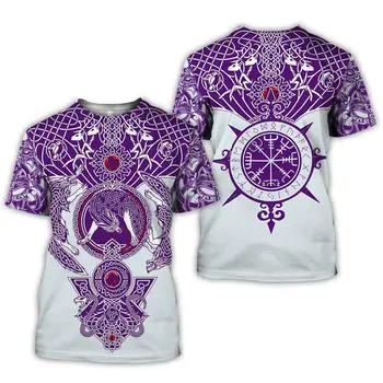 2020. gada vasaras Vīriešu t krekls 3D t krekls Viking Tetovējums Iespiesti Harajuku īsām Piedurknēm Unisex t-krekls, t-veida topi, Vairumtirdzniecība