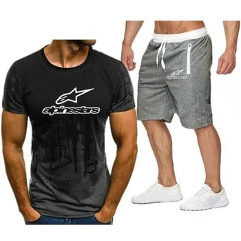 2020. gada vasarā jaunu maskēšanās T-krekls, bikses, uzvalks vīriešu Alpinestar iespiesti īsām piedurknēm fitnesa sporta gadījuma T-krekls, uzvalks