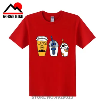 2020. gadam Creative Karikatūra Jedi BB8 robotu kausa pudeli Kafijas Vīriešu T Krekli Vasaras Modes Kokvilnas T-Krekls Hip hop Kari Topi Tee camiseta