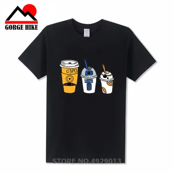 2020. gadam Creative Karikatūra Jedi BB8 robotu kausa pudeli Kafijas Vīriešu T Krekli Vasaras Modes Kokvilnas T-Krekls Hip hop Kari Topi Tee camiseta