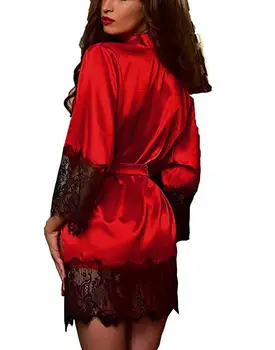 2020. Gadam Jauniem Karstā Sexy Apakšveļa Zīda Mežģīnēm Melnā Kimono Intīmo Sleepwear Drēbes Nakts Kleita