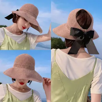 2020. gadam, Modes Sievietēm Saules Cepures ir Roku darbs, Salmu Cepure Sieviešu Lenti Priekšgala mezgls Platām Malām Pludmales Cepure Ikdienas Vasaras Ēnā Anti Uv Klp