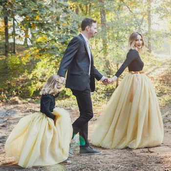 2020. gadam Pavasara vasaras ģimenes tērpiem Zelta Mežģīņu Svārki mom & me toddler meitene tutu svārki Maza meitene cieta Acs Svārki bumbu-uz leju