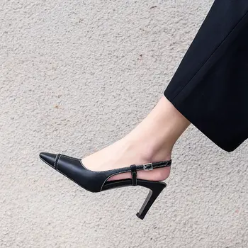 2020. gadam, sievietēm, sūkņi, Roku darbs Īstas Ādas Sexy Lady sandales ar siksniņām augsta Papēža Siksnu Sprādzes Klasika Kurpes Sieviete