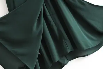 2020. gadā francijas Sieviešu Kleita Cietā Zaļo Krāsu Apsēju Cilpu uz augšu Spageti Siksnas Vidum Teļš Spraugas Kleitas Puse Modes Sieviešu Drēbes