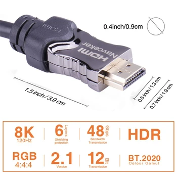 2020 HDMI 2.1 Kabeļu 8k 60Hz 120Hz, 4K, 3D ātrgaitas 48Gbps HDMI Kabeli PS4 Sadalītāja Maiņa Kārbas Paplašinātājs Video 8K HDMI Kabelis