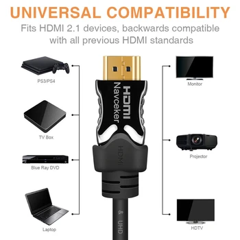 2020 HDMI 2.1 Kabeļu 8k 60Hz 120Hz, 4K, 3D ātrgaitas 48Gbps HDMI Kabeli PS4 Sadalītāja Maiņa Kārbas Paplašinātājs Video 8K HDMI Kabelis