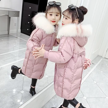 2020 Jaunu Bērnu Ziemas Jakas Meitenēm Bērnu Apģērbu Sabiezēt Siltu Kapuci uz Leju, Mēteļi Outwear Ziemas Kombinezons Pusaudžu Parka