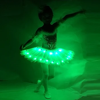 2020 Jaunu Meiteņu Gulbis Baleta Kleitu Deju Kostīms, Tutu Svārki ar LED Displejs, 5 Krāsas XXXS-XXXL