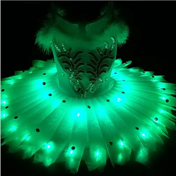 2020 Jaunu Meiteņu Gulbis Baleta Kleitu Deju Kostīms, Tutu Svārki ar LED Displejs, 5 Krāsas XXXS-XXXL