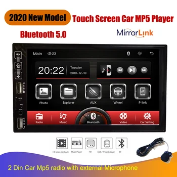 2020 Jaunu Modeli, stereo 2 Din Auto MP5 Atskaņotājs ar Bluetooth, FM Radio Uztvērēju Atbalsts Atpakaļskata Kamera ārējais mikrofons, radio