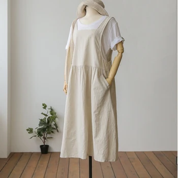 2020 Jaunu Vasaras Kleitu Dāmas Kleita Plus Size XL - 5XL Kokvilnas Veļa Sievietēm Tvertne Vestidos Drēbes bez Piedurknēm Kleita Kabatas Drēbes