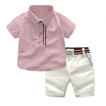 2020 Jaunu Zēnu Apģērbu Komplekts Svītrains Krekls, Bikses Kopa 2 Modes Īsām piedurknēm Topi, Bikses 2-gabals, kas Paredzēta Bērniem 2-6 Gadiem Zēns