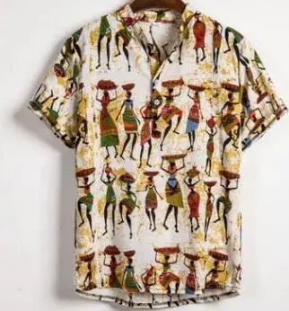 2020 Kokvilnas, Linu krekls Havaju Vīriešiem, Krekli ar Īsām Piedurknēm Slim Fit Ziedu etniskā Tee Gadījuma Pludmales Krekli Camisas Vīriešu Apģērbs