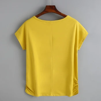 2020 kokvilnas ziedu drukāt t krekls sievietēm 4XL zaudēt vasaras tops ar īsām piedurknēm grafikas tees dzeltenā t modis zilā tee kreklu femme