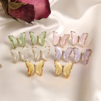 2020 Korejiešu Jaunā Dizaina Modes Rotaslietas Delikāts Vitrāžas Crystal Butterfly Auskari Spīdīgu Balli Auskari