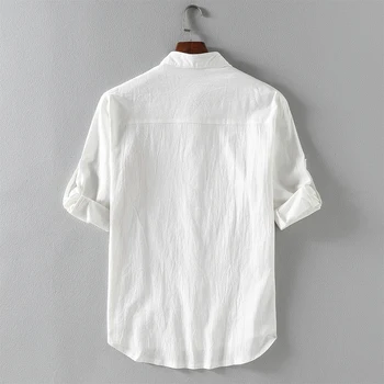 2020 Krekli Vīriešu Stand Apkakli Vīriešu Ikdienas Blūze Zaudēt Balts Krekls ar Īsām Piedurknēm Topi Rudens Vasaras Pogas Vīriešiem Kreklu Plus Izmēra 5XL