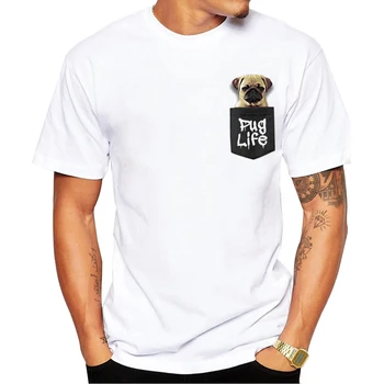 2020 Pasūtījuma Vīriešu T-krekls ar Īsām Piedurknēm Modes Mopsis Dzīves Kabatas Dizains, t krekli, Mopsis iespiesti Tee Shrits Hipster Basic Topi