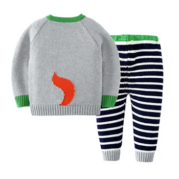 2020 Rudens Ziemas Baby Zēni Meitenes Ar Garām Piedurknēm Svītru Adīt Džemperi, Kostīmi Bērniem, Apģērbu Zēni Meitenes Fox Apģērbu Komplekti