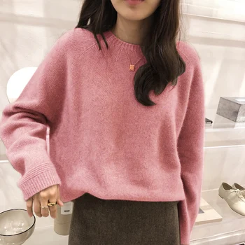 2020 Rudens Ziemas Kašmira džemperis sieviešu modes Apaļu kakla džemperis mīksti vilnas džemperis plats piedurkņu plus lieluma džemperis MY491