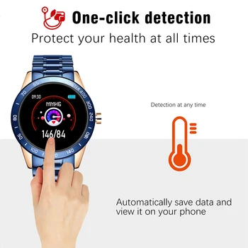 2020New Steel Blue smart skatīties Reloj Inteligente IP67 GPS Android iPhone smartwatch vīrieši sievietes Sirds ritma Fitnesa tracker+kaste
