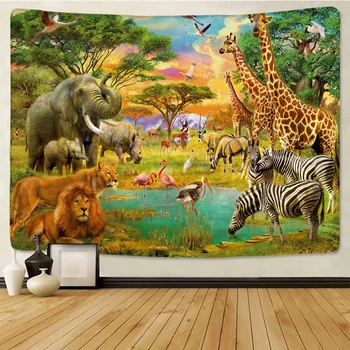 2020New Stila Lauva, Tīģeris Dzīvnieku Pasaules Gobelēns Āfrikas Pļavu, Dzīvnieki, Multfilmu Sienas Karājas Pludmales Dvieli Plānas Jogas Boho Dekori