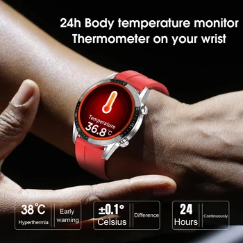 2020new T03 Sarkanu Smart Skatīties Vīriešiem Ķermeņa Temperatūra ir Uzraudzīt IP68 EKG PPG BP sirdsdarbība Fitnesa Tracker Sporta Smartwatch Sievietēm