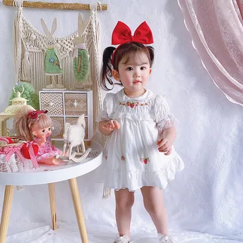 2020summer jaunpienācēji Vintage Bērnu Meitene Zīdaiņu Bērnu Gudrs Izšūti Retro Modes Princese Saģērbt Bērnu Kleitas Meitenēm