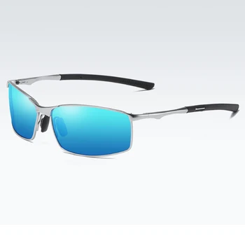 2021Man Braukšanas Saulesbrilles Metāla Rāmis Zils Lēcas UV400 Polarizētās Brilles, Lai Cilvēks Nāk Ar Lodziņu