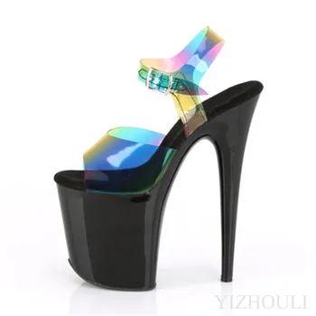 20cm sexy varavīksnes efektu virsu ūdensizturīgs platforma pole dejas augstpapēžu sandales 8-collu modeļa kurpes