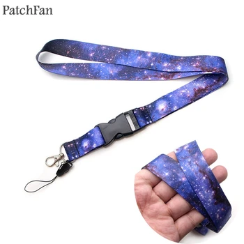 20pcs/daudz Patchfan Nutural Miglājs zvaigžņotām debesīm keychain siksniņa auduma kakla siksna auduma para žetons tālruņa turētāju kaklarota A1161